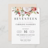 モダンなレタリング及び水彩画の花束の誕生日 インビテーションポストカード (正面/裏面)