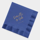 モダンなレタリング カップル名 オーダーメイド ウェディング 箔ナプキン (左)