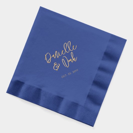 モダンなレタリング カップル名 オーダーメイド ウェディング 箔ナプキン (左)