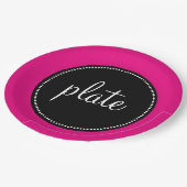 モダンなレトロのパーソナライズでカスタムなショッキングピンク ペーパープレート (アングル)
