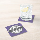 モダンなレトロのロゴの結婚式の保存日付のコースター スクエアペーパーコースター (インサイチュ)