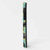 モダンなレトロの花のティール（緑がかった色）及びライム Case-Mate iPhoneケース (裏面/左)