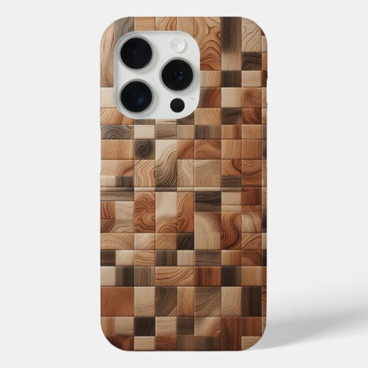 モダンなレトロウッドグレインモザイクスマホケース Case-Mate iPhoneケース (裏面)