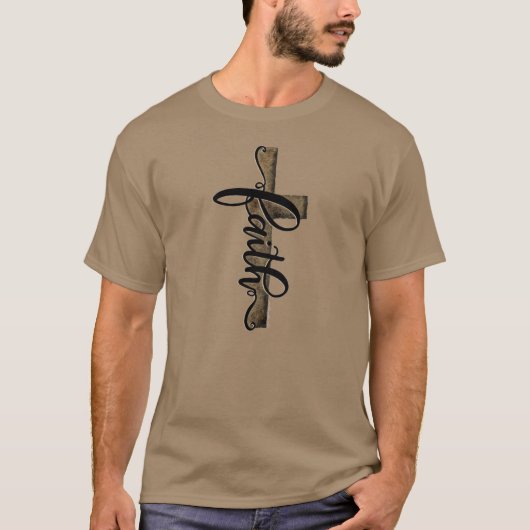 モダンなレトロ調の信仰の十字架 Tシャツ (正面)
