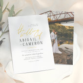モダンなレトロ調ゴールドレタリングのフォト結婚式 招待状