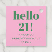 モダンなレトロ風 ピンク グリーン 21歳の誕生日 フェイバータグ (裏面)