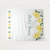 モダンなレモンのブライダルシャワー フォトブース 背景 タペストリー (正面(横))