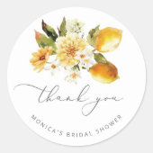 モダンなレモンのブライダルシャワー ラウンドシール (正面)