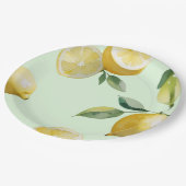 モダンなレモンイエローの花柄スクリプトのブライズシャワー ペーパープレート (アングル)