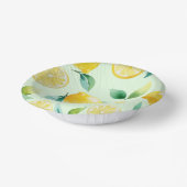 モダンなレモンイエローの花柄スクリプトのブライズシャワー ペーパーボウル (傾斜あり)