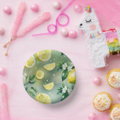 モダンなレモンイエローの花柄スクリプトのブライズシャワー ペーパーボウル (パーティー)