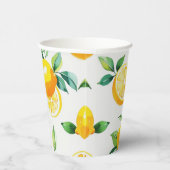 モダンなレモンイエローの花柄スクリプトスタイルのブライズシャワー 紙コップ (右)