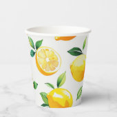 モダンなレモンイエローの花柄スクリプトスタイルのブライズシャワー 紙コップ (正面)