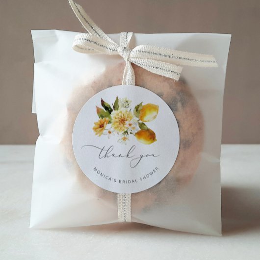 モダンなレモン ブライダルシャワー ラウンドシール