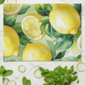 モダンなレモン ブルー フラワースクリプト ブライズシャワー キッチンタオル (折り畳み)