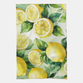 モダンなレモン ブルー フラワースクリプト ブライズシャワー キッチンタオル (縦)