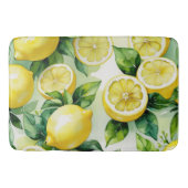 モダンなレモン ブルー フラワースクリプト ブライズシャワー バスマット (正面)
