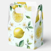 モダンなレモン ブルー フラワースクリプト ブライズシャワー フェイバーボックス (オープン)