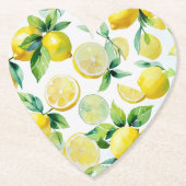 モダンなレモン ブルー フラワースクリプト ブライズシャワー ペーパーコースター (正面)