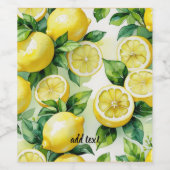 モダンなレモン ブルー フラワースクリプト ブライズシャワー ワインラベル (シングルラベル)