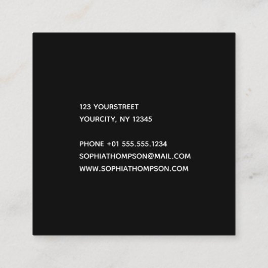 モダンなレーザー光線写真こんにちはの原稿-名刺 スクエア名刺 (裏面)