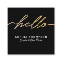 モダンなレーザー光線写真こんにちはの原稿-名刺