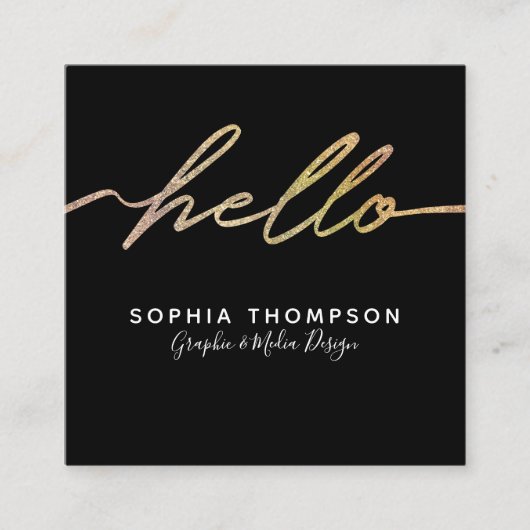 モダンなレーザー光線写真こんにちはの原稿-名刺 スクエア名刺 (正面)