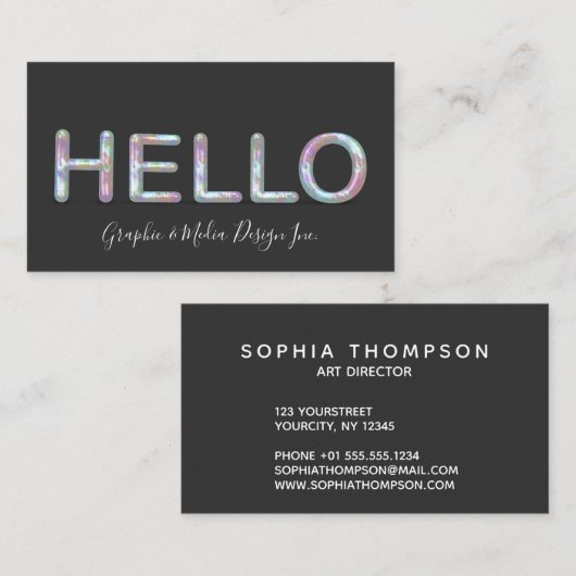 モダンなレーザー光線写真こんにちは3Dは名刺に文字を入れます 名刺 (正面/裏面)