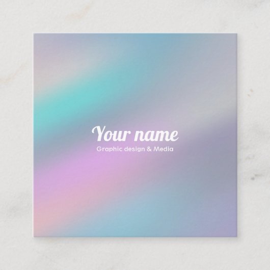 モダンなレーザー光線写真スタイルの虹のパステル スクエア名刺 (正面)