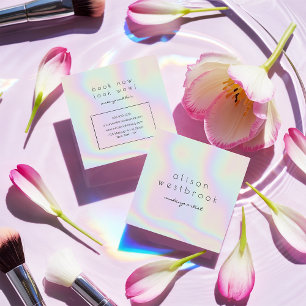 モダンなレーザー光線写真メーキャップアーティストのユニコーンの虹 スクエア名刺