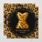 モダンなレースのアニマルプリント独身パーティー招待状 招待状 (正面/裏面)