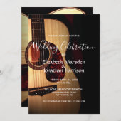 モダンなログハウスのギター ミュージカル ミュージシャン ウェディング 招待状 (正面/裏面)