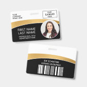 モダンなロゴ写真IDバーコード従業員名 バッジ (正面＆裏面)