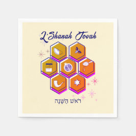 モダンなロシュ・ハシャナー L'SHANAH TOVAH 紙 スタンダードカクテルナプキン