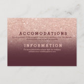 モダンなローズゴールドのグリッター バーガンディ 詳細 ウェディング エンクロージャーカード (裏面)