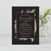 モダンなローズゴールドのブラックフレームタイポグラフィウェディング 招待状 (スタンド正面)