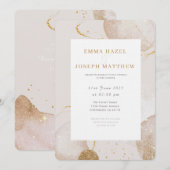モダンなローズゴールドの豪華な結婚式の招待状 招待状 (正面/裏面)