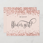 モダンなローズゴールドの輝き あなたは私のフラワーガールになってくれる? 招待状 (正面/裏面)