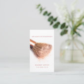 モダンなローズピンクのブラシのメーキャップアーティスト 名刺 (スタンド正面)