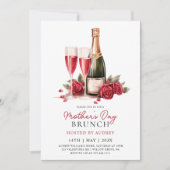 モダンなローズワインとシャンパンの母の日ブランチ 招待状 (正面)