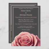 モダンなローズ on ダークグレー 招待状 (正面/裏面)