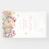 モダンなワイルドフラワーのベイビーシャワーウェルカム 横断幕 (横)