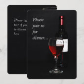 モダンなワイングラスとボトル 招待状 (正面/裏面)