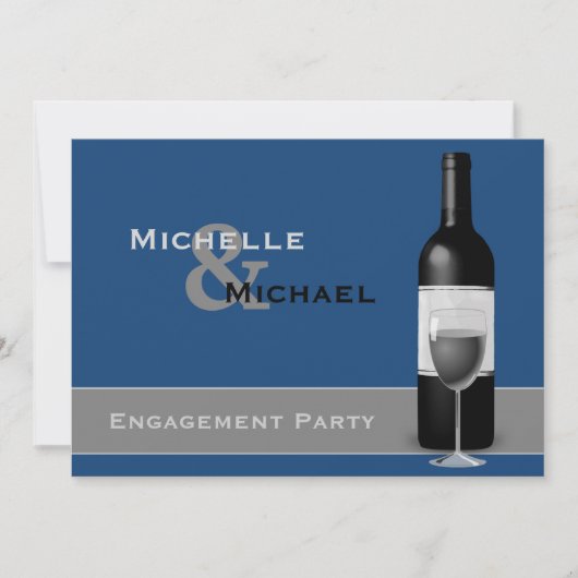 モダンなワインボトルエンゲージパーティー 招待状 (正面)
