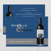 モダンなワインボトルエンゲージパーティー 招待状 (正面/裏面)