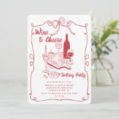モダンなワイン＆チーズ ティスティングパーティーの招待状 招待状 (スタンド正面)