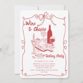 モダンなワイン＆チーズ ティスティングパーティーの招待状 招待状 (正面)