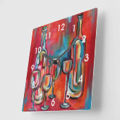 モダンなワイン・ボトルおよびガラスの絵を描くこと スクエア壁時計 (傾斜)