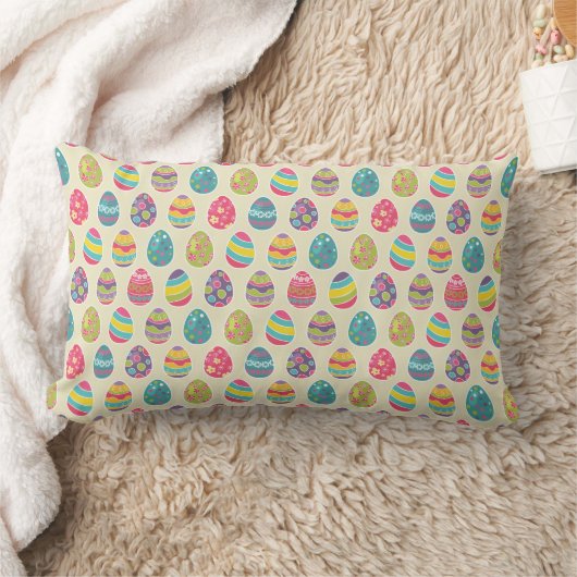 モダンなヴィンテージのイースターエッグの装飾パターン ランバークッション (ブランケット)