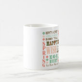 モダンなヴィンテージのイースタータイポグラフィの単語のコラージュ コーヒーマグカップ (中央)